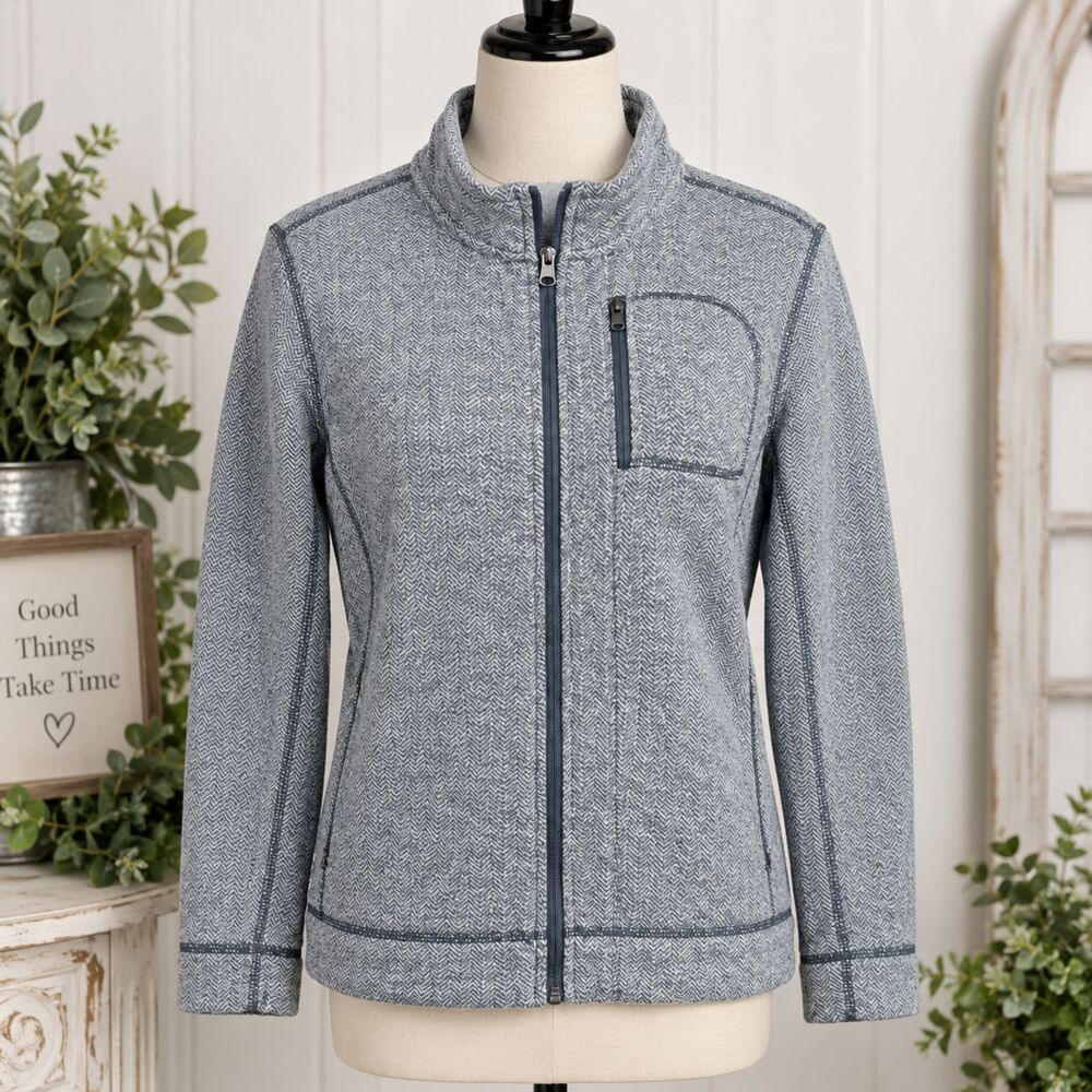 Marc New York Herringbone Zip Front Sweatshirt Sweater Size Medium